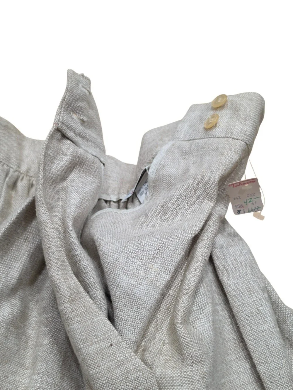 Vintage The Talbots 100% Linen Midi Skirt Womens Size 8 Beige Pleated USA Made